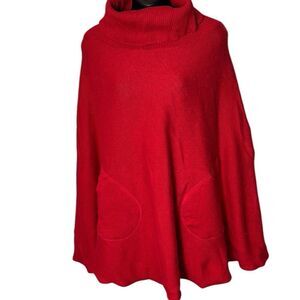 William Lockie 100% pure cashmere Scotland turtleneck poncho pockets holiday
